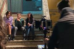 Il riminese Luca Lorenzi durante le riprese del video "Over the Moon" di Elodie