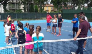 Raffaella Reggi durante uno stage al Tennis Club Faenza