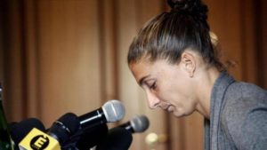 Sara Errani nella conferenza stampa dopo la positività al controllo antidoping