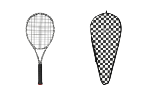 La racchetta da tennis Wilson Saint Laurent con la custodia a scacchi bianconeri