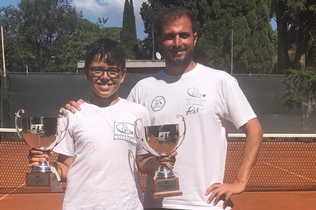 Carlo Paci, bicampione italiano under 11, e il tecnico Francesco Rametta