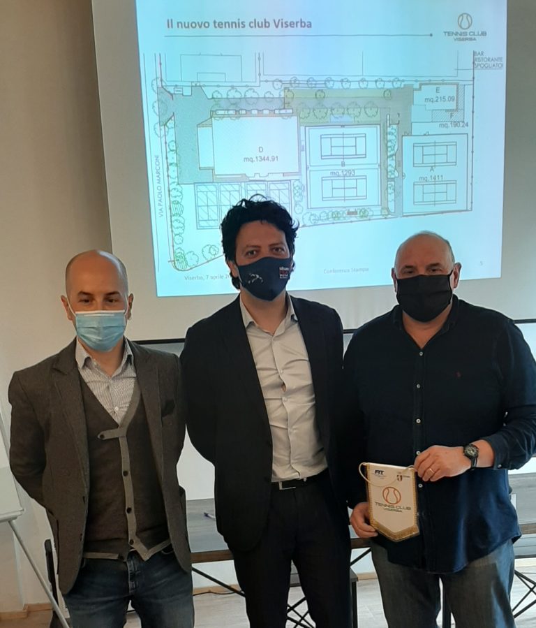 Conferenza stampa Tc Viserba: Fabio De Santis, l'assessore Mattia Morolli e il presidente Marco Paolini