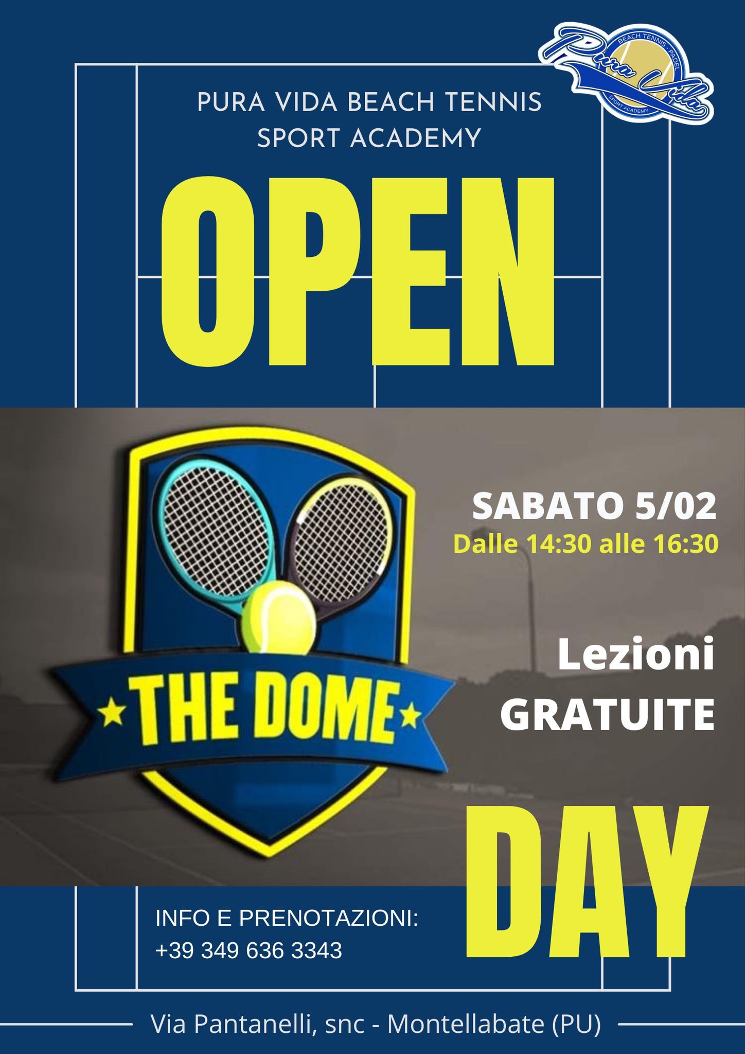 Open Day di padel e beach tennis del Pura Vida sabato a Montellabate
