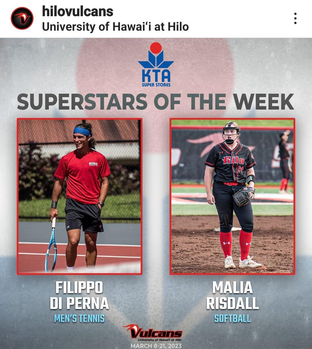 Filippo Di Perna si fa sentire negli Usa: Superstar of the Week all’Università di Hilo