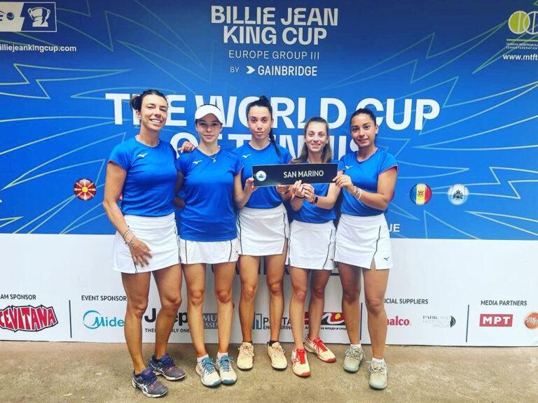 La nazionale sammarinese di Billie Jean King Cup con il tecnico Alice Balducci