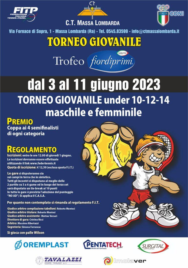 locandina Trofeo Fiordiprimi giovanile al Circolo Tennis Massa Lombarda