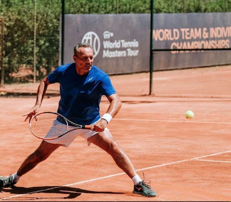 Enrico Casadei in azione al Mondiale over 55