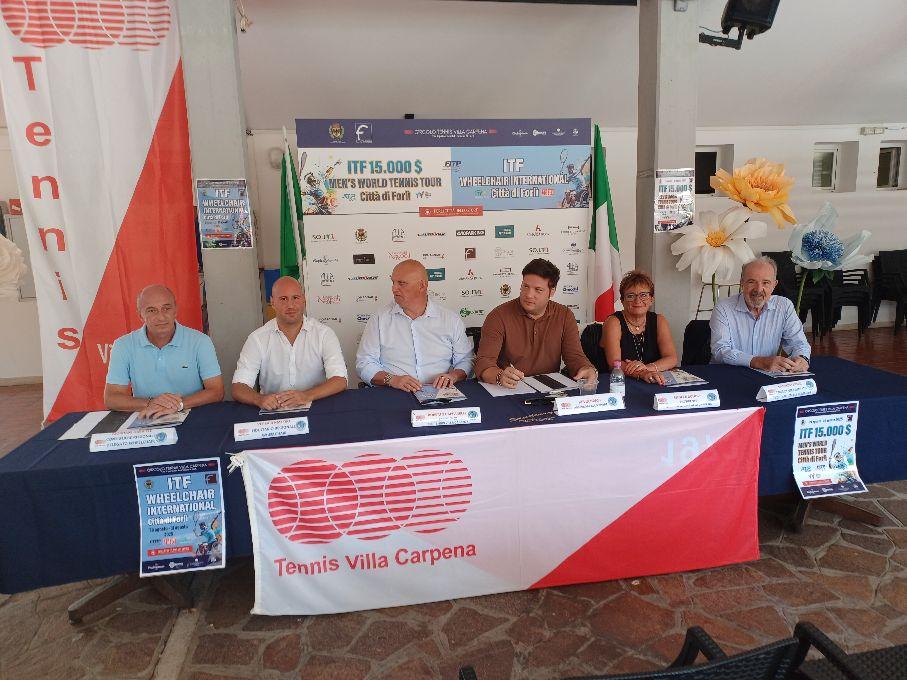 Presentati oggi al Villa Carpena i tornei Itf “Città di Forlì” che terranno banco la prossima settimana: in programma il Men’s Future da 15.000 dollari ed il Wheelchair da 10.000