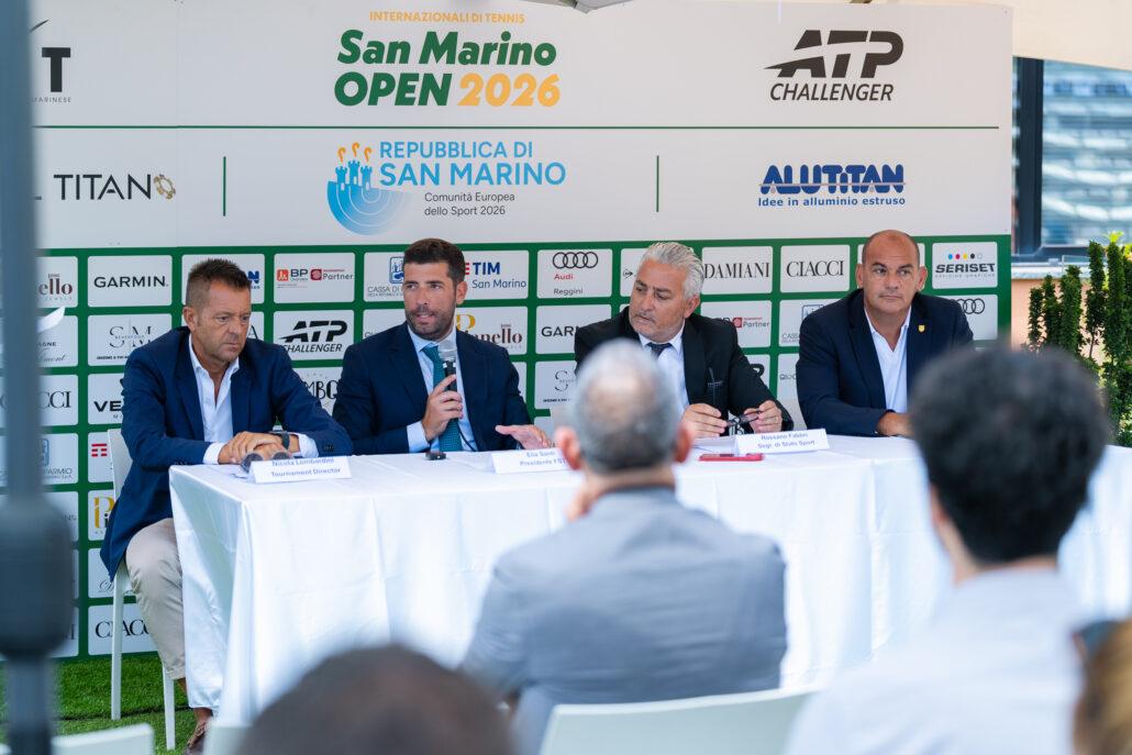 Un momento della conferenza stampa di presentazione degli Internazionali di Tennis San Marino Open