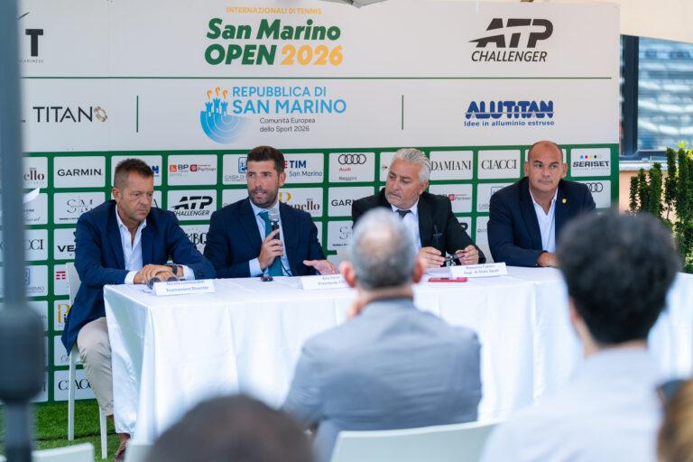 Un momento della conferenza stampa di presentazione degli Internazionali di Tennis San Marino Open