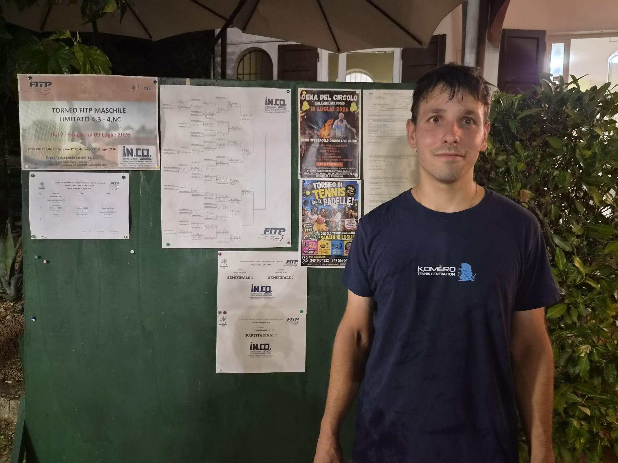 Nicholas Simone, Valeriano Fabbri, Andrea Casetti e Davide Petrella in semifinale nel torneo di 4° del Ct Cacciari, il trofeo “Inco Computer”
